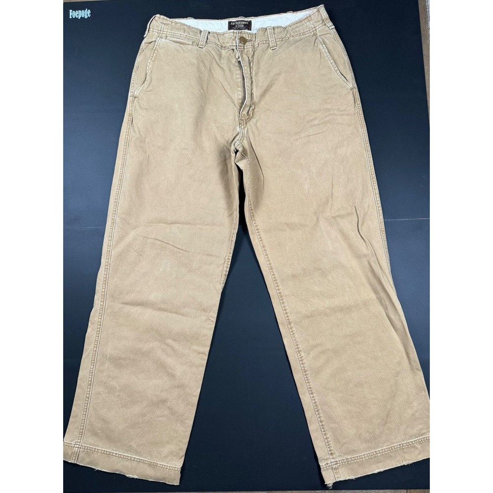 Abercrombie & Fitch Mens 36R Khaki Chino Pants Distressed Hem Y2K Vintage Style
